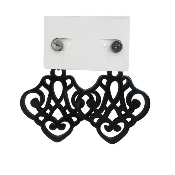 Chico's Black Chandelier Earrings Glamorous Evening Party - Picture 4 of 5